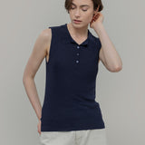 Maglia Polo Donna Senza Maniche Viscosa Rosa Blanca - Rifò Lab Moda circolare made in Italy