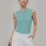 Maglia Polo Donna Senza Maniche Viscosa Rosa Blanca - Rifò Lab Moda circolare made in Italy