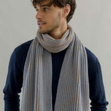 Sciarpa Cashmere Donna Uomo Rigenerato Grigia Azzurra Julia - Rifò Lab Moda circolare made in Italy