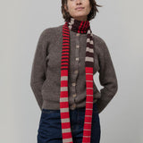 Sciarpa Cashmere Sottile a Righe Rossa Rino - Rifò Lab Moda circolare made in Italy