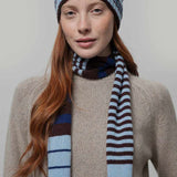 Sciarpa Cashmere Sottile a Righe Azzurro Rino - Rifò Lab Moda circolare made in Italy