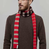 Sciarpa Cashmere Sottile a Righe Rossa Rino - Rifò Lab Moda circolare made in Italy