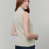 Gilet Donna Collo Alto Lana Riciclata Mariella  - Rifò Lab Moda circolare made in Italy
Beige Papiro