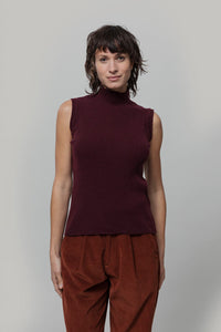 Gilet Donna Collo Alto Lana Riciclata Mariella  - Rifò Lab Moda circolare made in Italy
Viola Uva