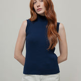 Gilet Donna Collo Alto Lana Riciclata Mariella  - Rifò Lab Moda circolare made in Italy
Blu Abisso
