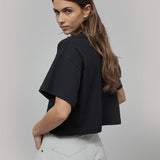 T Shirt Crop Top Donna Cotone Rigenerato Nera Alessia - Rifò