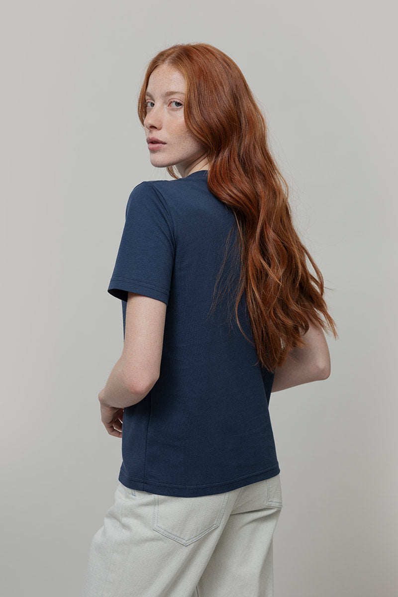 T-Shirt Donna Cotone Rigenerato Mimma Blu