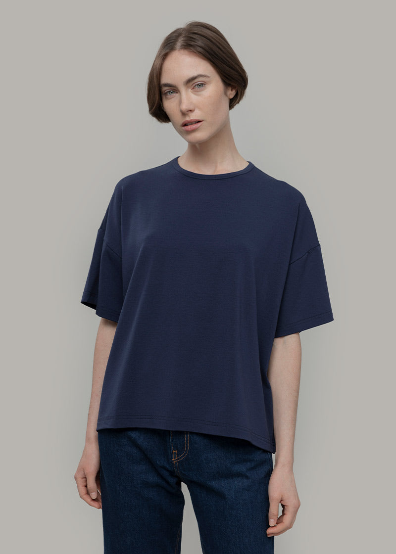 T Shirt Oversize Donna Blu Viscosa Sienna - Rifò Lab Moda circolare made in Italy