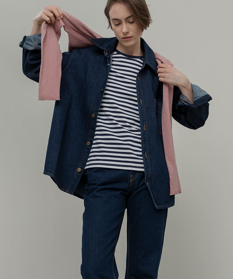 Maglietta a Righe T shirt Oversize Donna Viscosa Sienna - Rifò Lab Moda circolare made in Italy