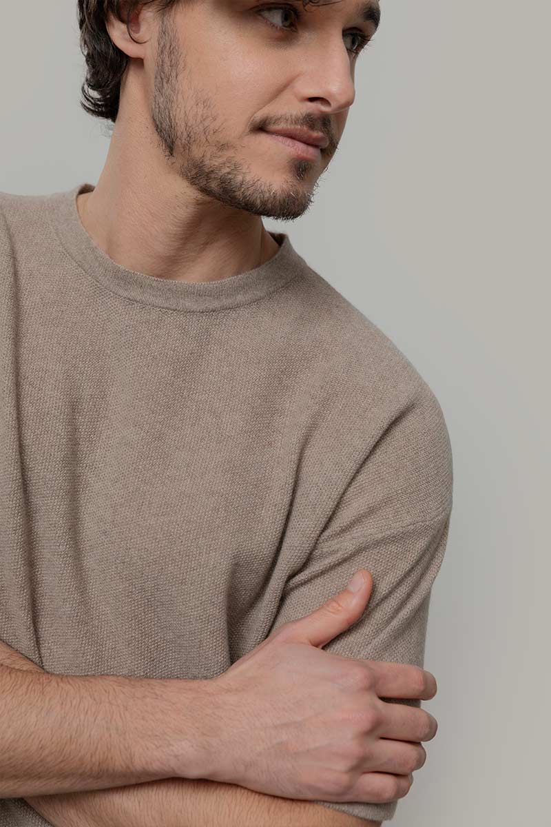 Knitted T shirt in Maglia Cashmere Leggero Uomo - Rifò Lab Moda circolare made in Italy 