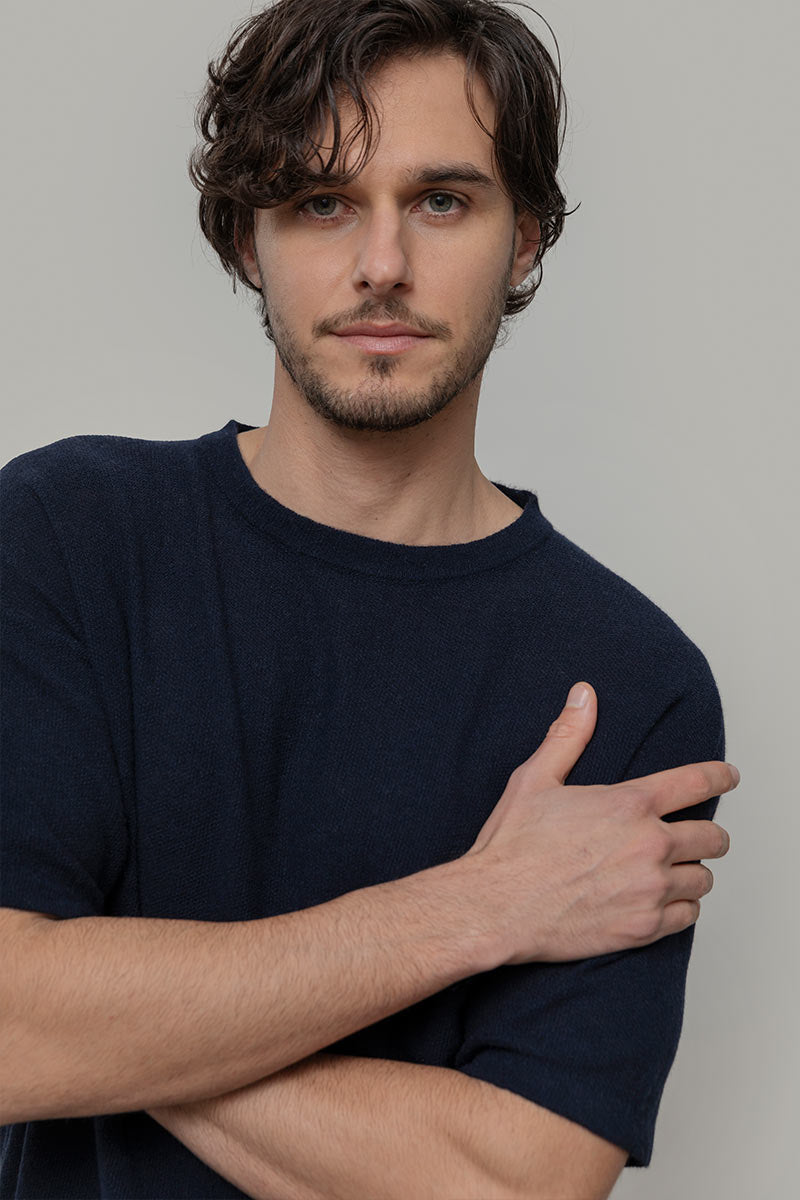 Knitted T shirt in Maglia Cashmere Leggero Uomo - Rifò Lab Moda circolare made in Italy 