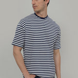T-shirt a Righe Uomo Viscosa Tancredi - Maglietta a Righe Bianche e Blu