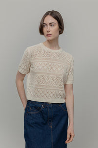 T-shirt in Maglia Traforata Cotone Donna Neda  - Rifò Lab Moda circolare made in Italy