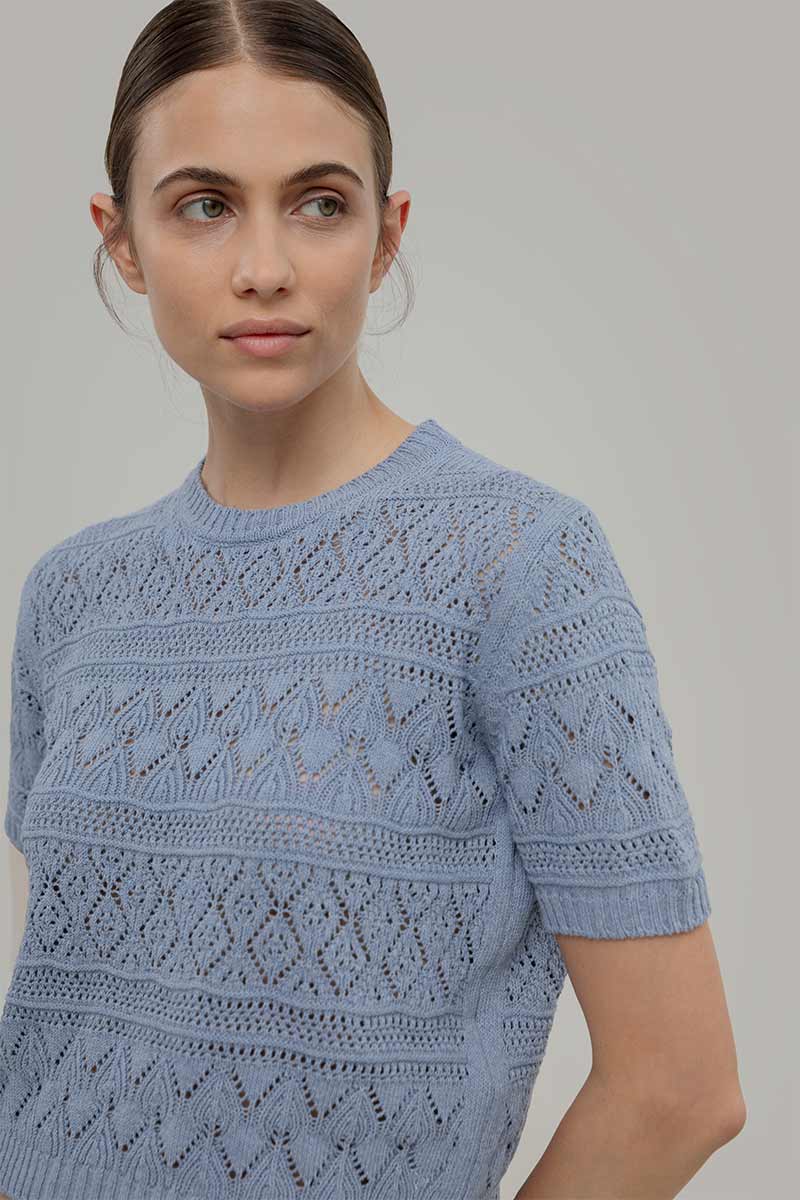 T-shirt in Maglia Traforata Cotone Donna Neda  - Rifò Lab Moda circolare made in Italy