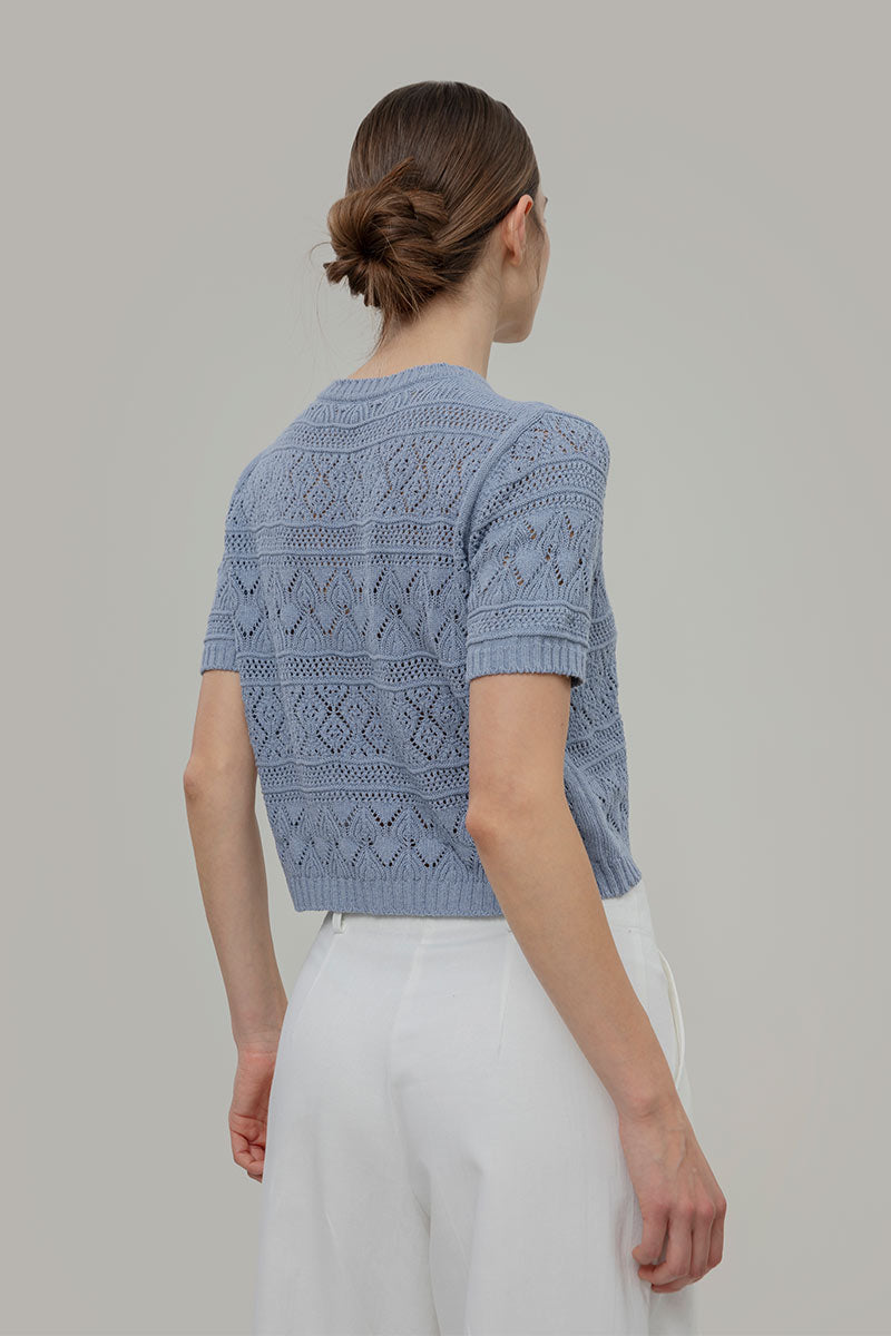 T-shirt in Maglia Traforata Cotone Donna Neda  - Rifò Lab Moda circolare made in Italy
