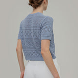 T-shirt in Maglia Traforata Cotone Donna Neda  - Rifò Lab Moda circolare made in Italy