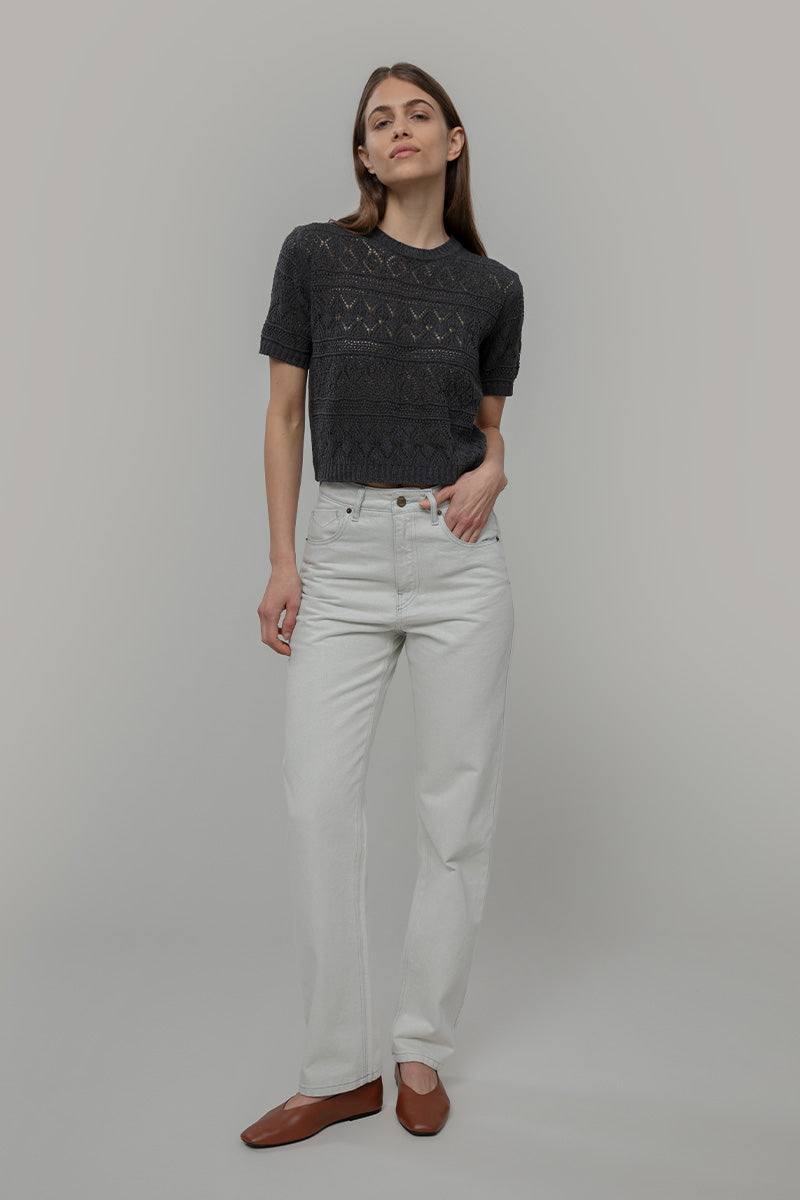 T-shirt in Maglia Traforata Cotone Donna Neda  - Rifò Lab Moda circolare made in Italy