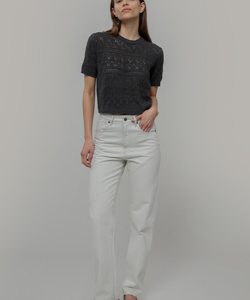 T-shirt in Maglia Traforata Cotone Donna Neda  - Rifò Lab Moda circolare made in Italy