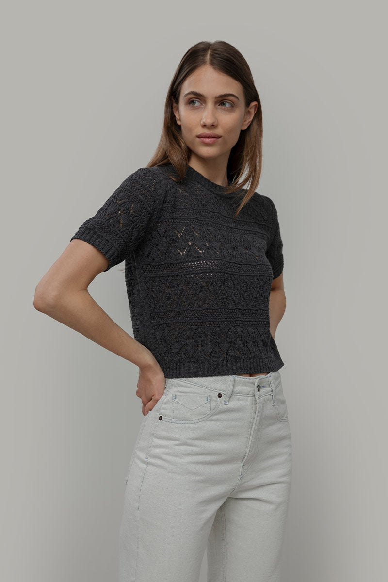 T-shirt in Maglia Traforata Cotone Donna Neda  - Rifò Lab Moda circolare made in Italy