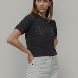 T-shirt in Maglia Traforata Cotone Donna Neda  - Rifò Lab Moda circolare made in Italy