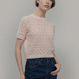T-shirt in Maglia Traforata Cotone Donna Neda  - Rifò Lab Moda circolare made in Italy