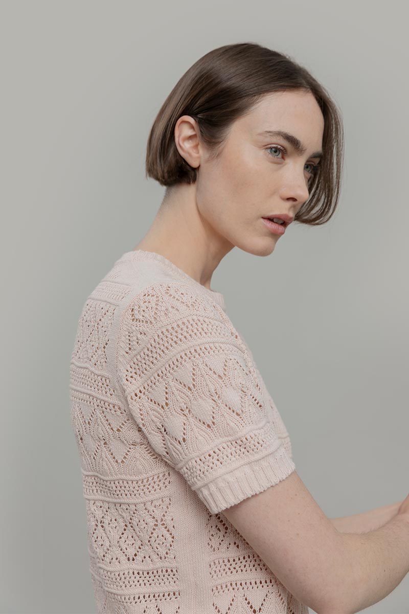 T-shirt in Maglia Traforata Cotone Donna Neda  - Rifò Lab Moda circolare made in Italy