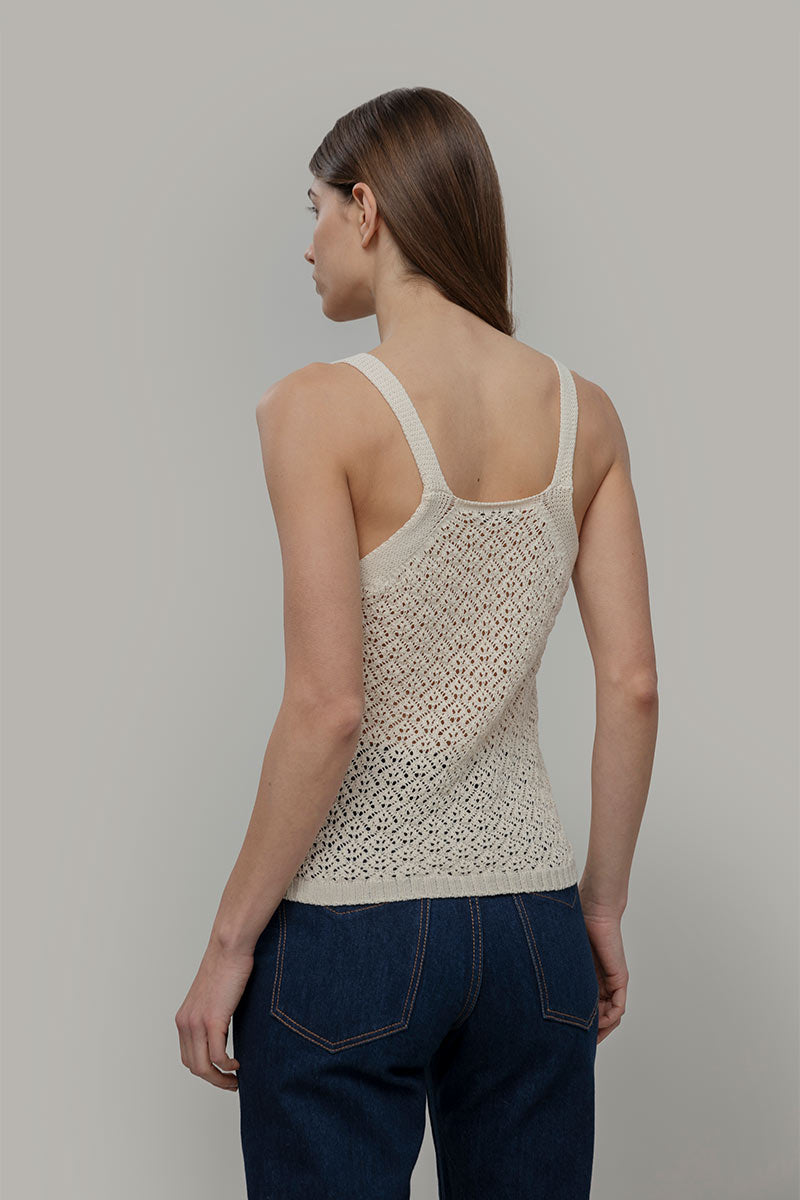 Tank Top Crochet Cotone Riciclato Donna Marilù - Rifò Lab Moda circolare made in Italy
