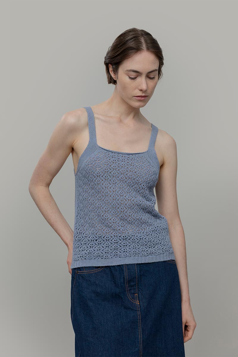 Tank Top Crochet Cotone Riciclato Donna Marilù - Rifò Lab Moda circolare made in Italy