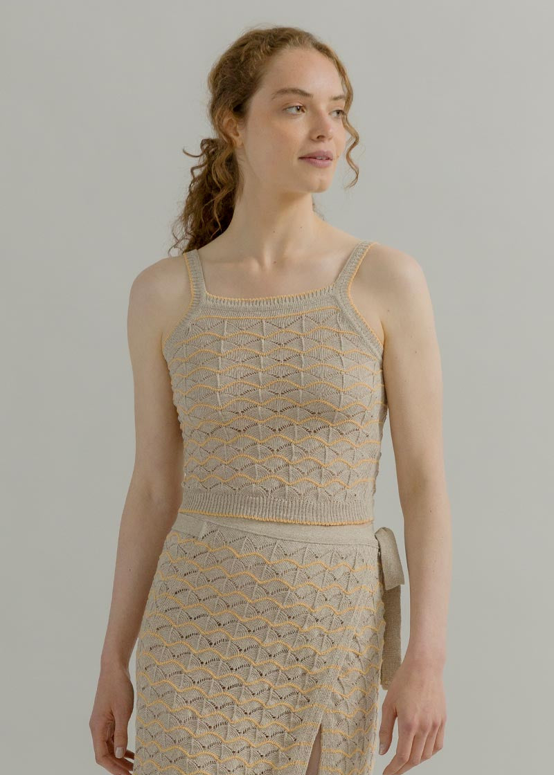 Tank Top Donna Cotone in Maglia Biege Perla - Rifò