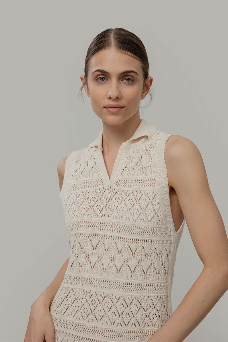Vestito Estivo in Maglia Donna Cotone Abito Crochet Daniela  - Rifò Lab Moda circolare made in Italy